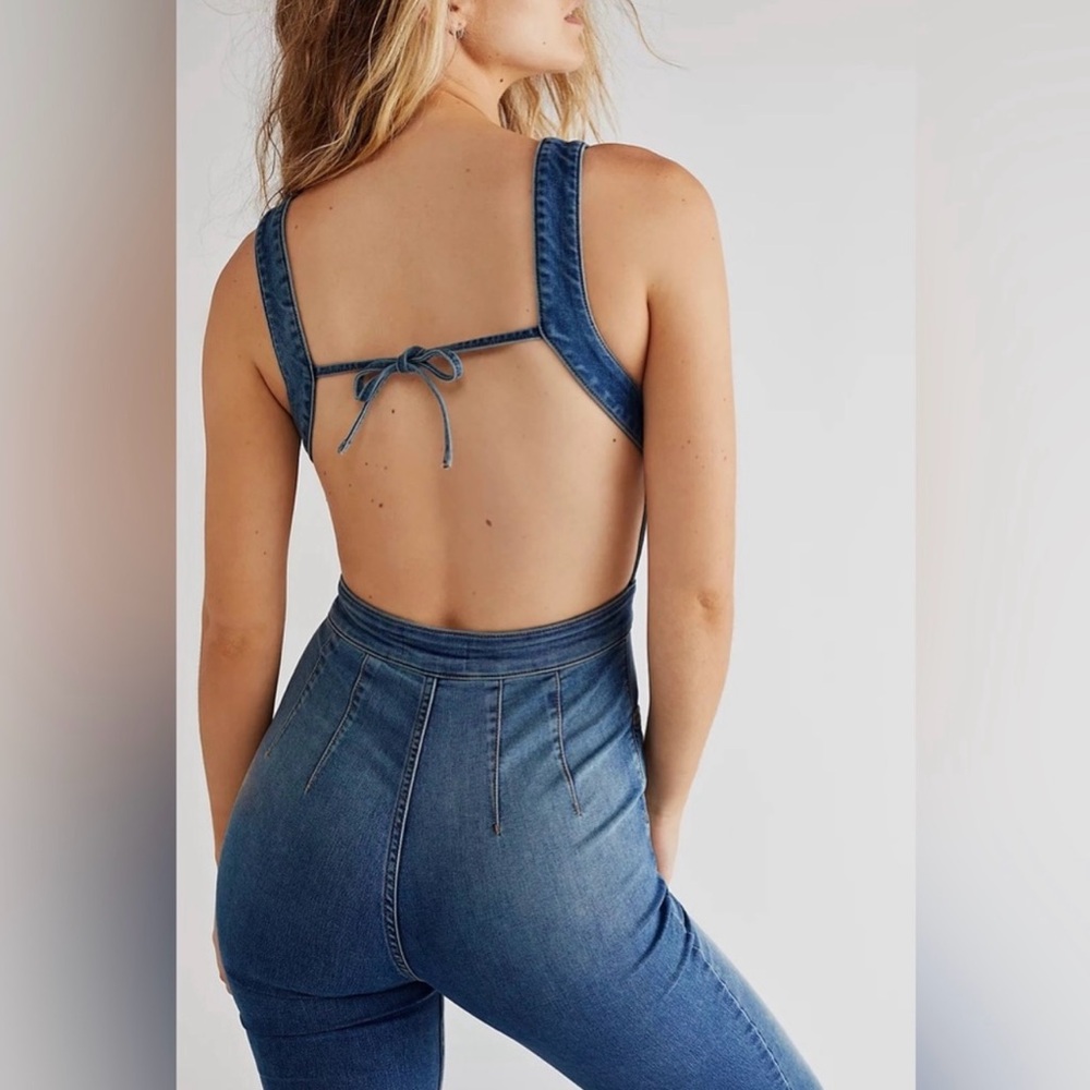 FREE PEOPLE: 2ND AVE CRVY DENIM JUMPSUIT NWOT